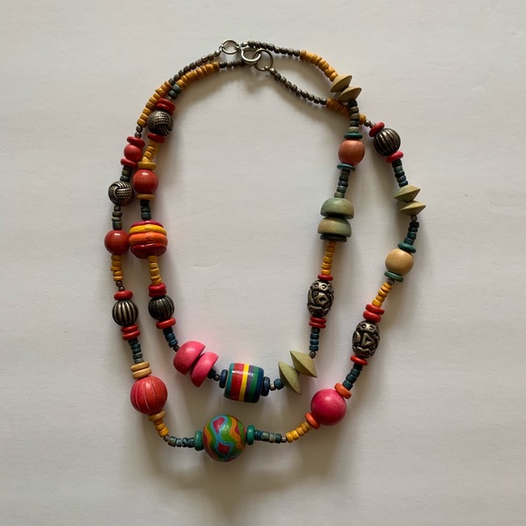 Boho & colorful chunky bead layered necklace - Picture 8 of 8